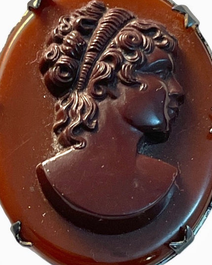 VTG sterling silver encased resin cameo pendant