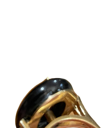 Antique 14k Gold Black onyx & diamonds Art Deco Mens Ring