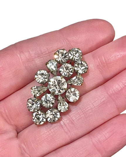 Vintage clear crystal bar brooch appx 1960s brooch