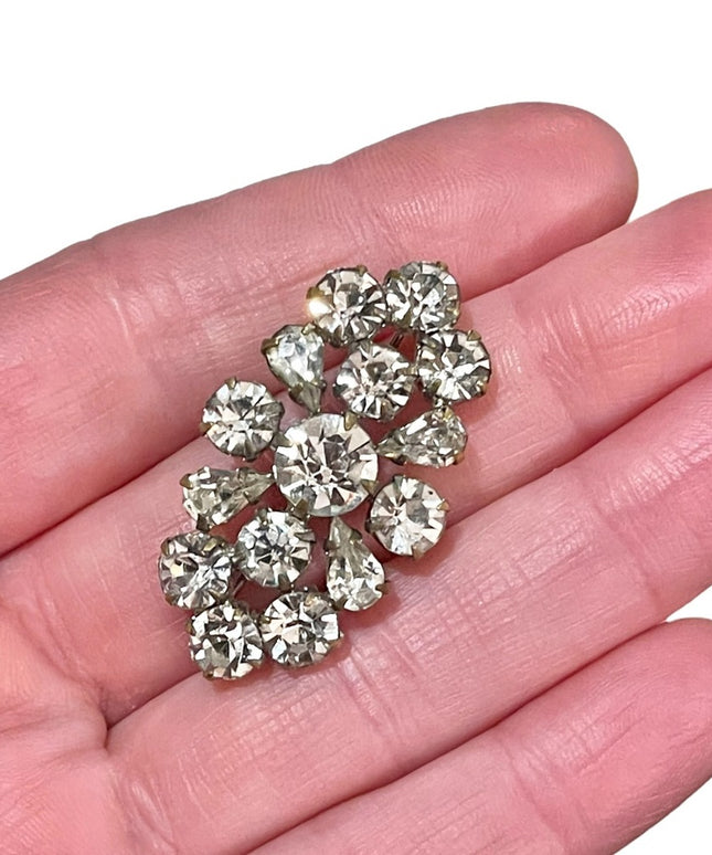 Vintage clear crystal bar brooch appx 1960s brooch