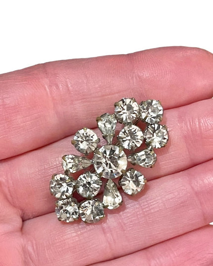 Vintage clear crystal bar brooch appx 1960s brooch