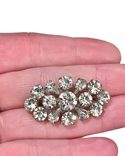 Vintage clear crystal bar brooch appx 1960s brooch