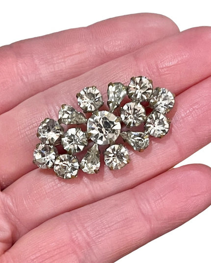 Vintage clear crystal bar brooch appx 1960s brooch