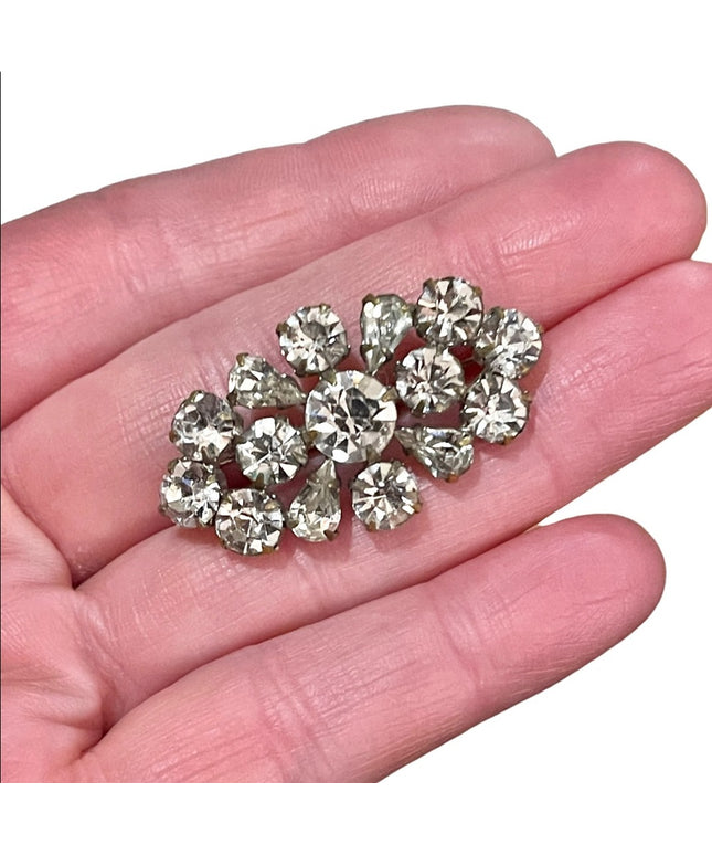 Vintage clear crystal bar brooch appx 1960s brooch