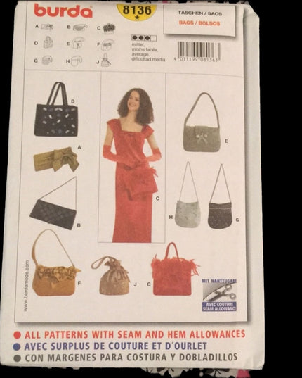 BURDA sewing pattern Bags Purse UNCUT