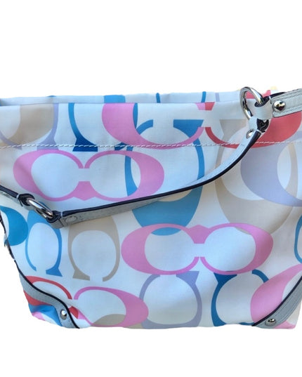F16274 Coach shoulder bag signature White pink