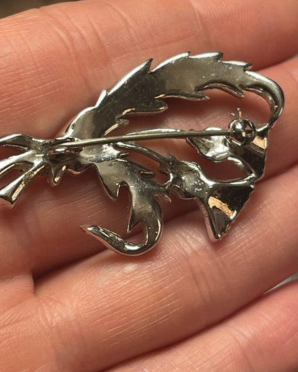 Marcasite silver thistle scottish brooch