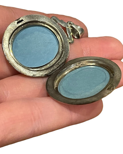 Antique Victorian English Etched Victorian Locket Sterling silver 925 LARGE
