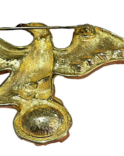 Vintage Swarovski 1980s majestic bald Eagle brooch (swan) Authentic gold finish