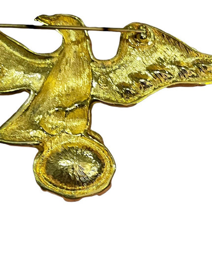 Vintage Swarovski 1980s majestic bald Eagle brooch (swan) Authentic gold finish