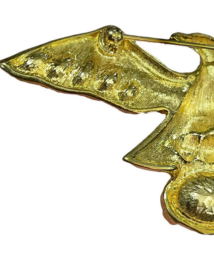Vintage Swarovski 1980s majestic bald Eagle brooch (swan) Authentic gold finish