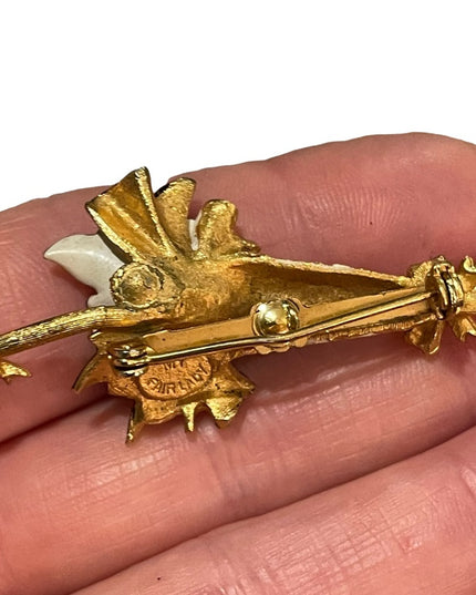Vintage Fair lady fancy umbrella crystal enamel brooch