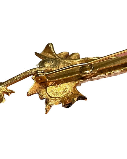 Vintage Fair lady fancy umbrella crystal enamel brooch