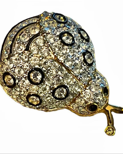 Vintage Swarovski Authentic Crystal gold Lady Bug Brooch Retired