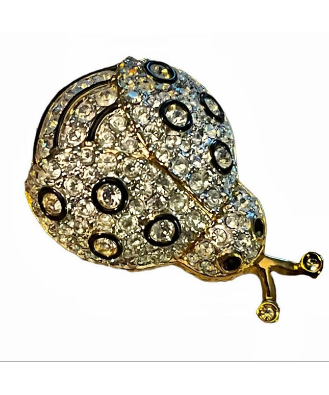 Vintage Swarovski Authentic Crystal gold Lady Bug Brooch Retired