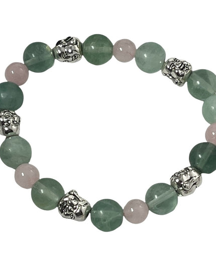 - Beautiful Rose quartz green fluorite budda bead stretchy bracelet stone …