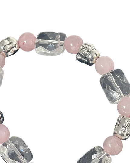 - Beautiful Rose quartz clear quartz stone stretchy bracelet buddah beads …