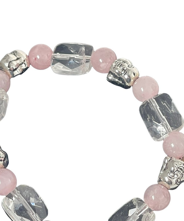 - Beautiful Rose quartz clear quartz stone stretchy bracelet buddah beads …