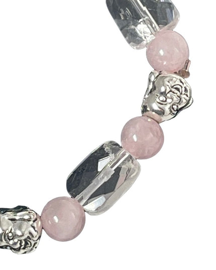 - Beautiful Rose quartz clear quartz stone stretchy bracelet buddah beads …
