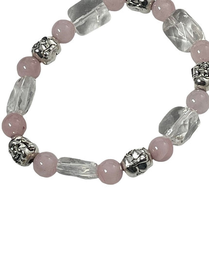 - Beautiful Rose quartz clear quartz stone stretchy bracelet buddah beads …