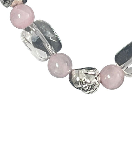 - Beautiful Rose quartz clear quartz stone stretchy bracelet buddah beads …