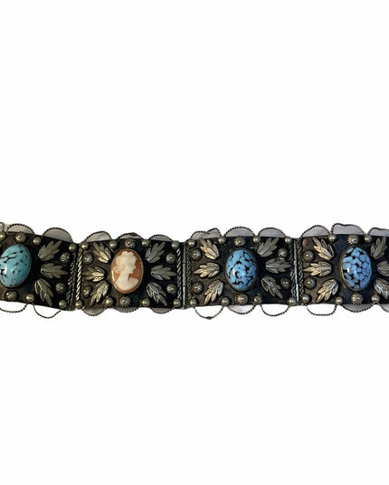 VTG Italy 🇮🇹 Alpacca Cameo turquois Bangle silver