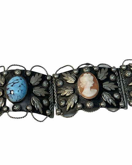 VTG Italy 🇮🇹 Alpacca Cameo turquois Bangle silver