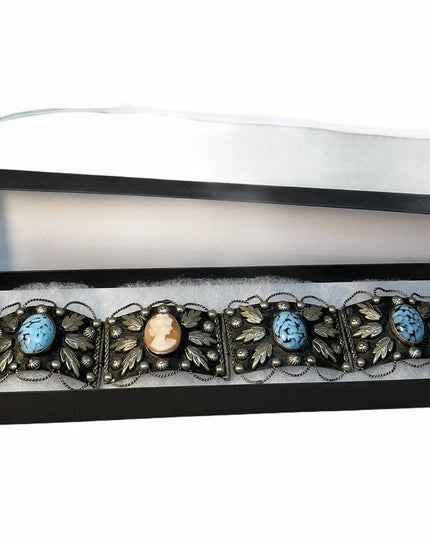 VTG Italy 🇮🇹 Alpacca Cameo turquois Bangle silver