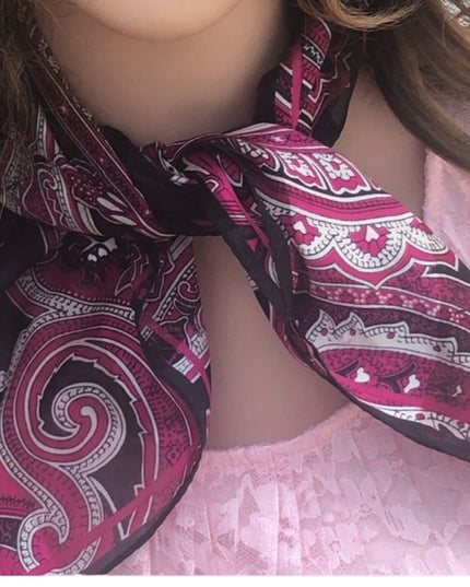 Jones New York Pink black paisely scarf silk