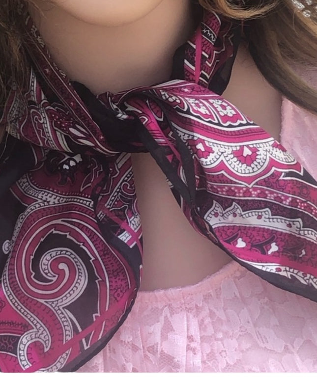 Jones New York Pink black paisely scarf silk