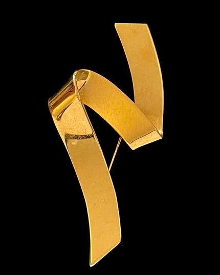 Vintage MONET gold finish zig zag large brooch