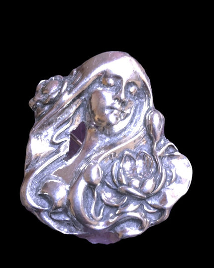 VTG Silver tone gibson girl art nouveau Brooch