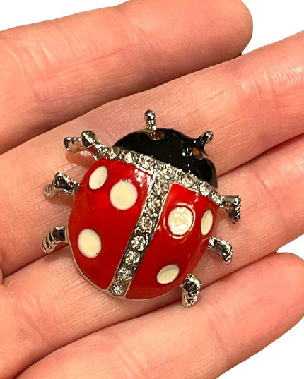Beautiful Vintage large Lady bug brooch enamel