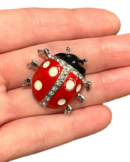 Beautiful Vintage large Lady bug brooch enamel