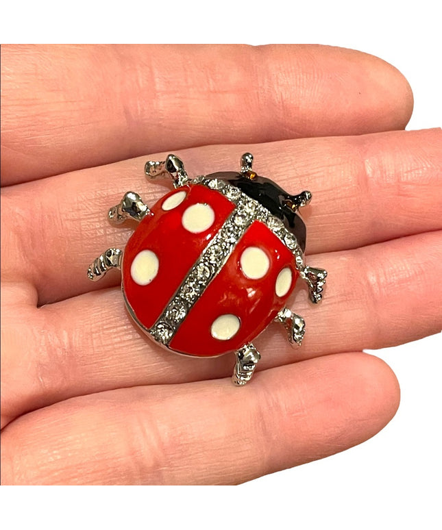 Beautiful Vintage large Lady bug brooch enamel