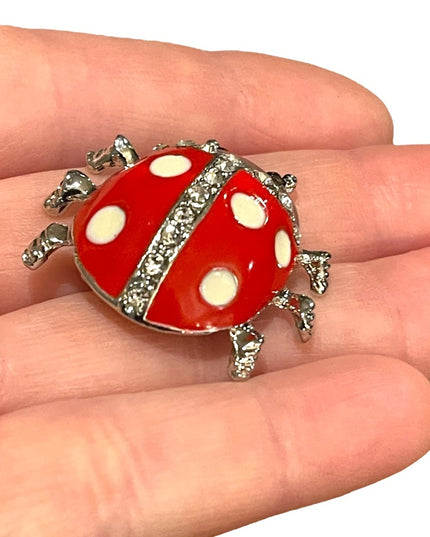 Beautiful Vintage large Lady bug brooch enamel