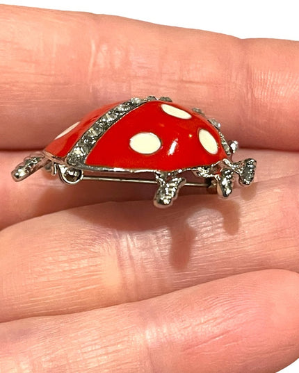 Beautiful Vintage large Lady bug brooch enamel