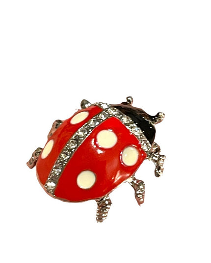 Beautiful Vintage large Lady bug brooch enamel