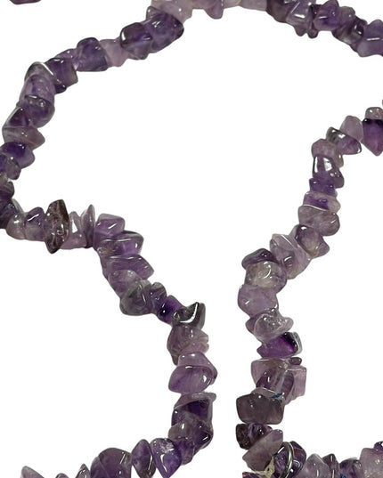 Beautiful vintage amethyst chip with donught pendant necklace 36”