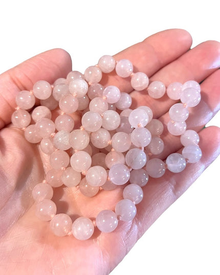 Vintage Rose quartz Necklace 28” long 8mm beads