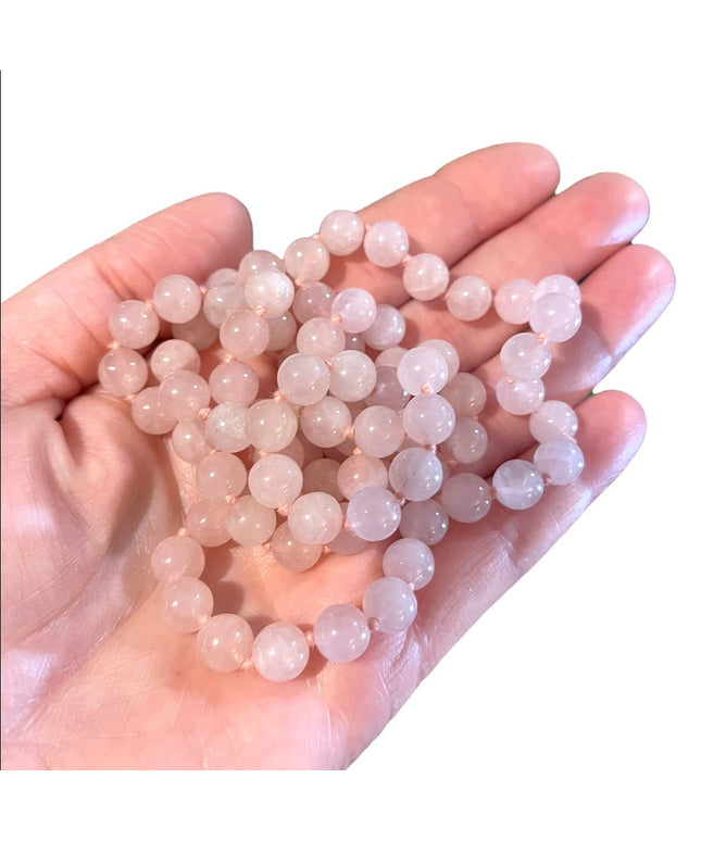 Vintage Rose quartz Necklace 28” long 8mm beads