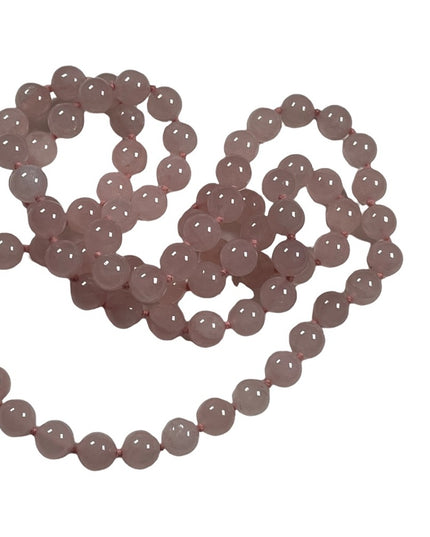 Vintage Rose quartz Necklace 28” long 8mm beads