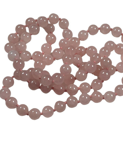 Vintage Rose quartz Necklace 28” long 8mm beads