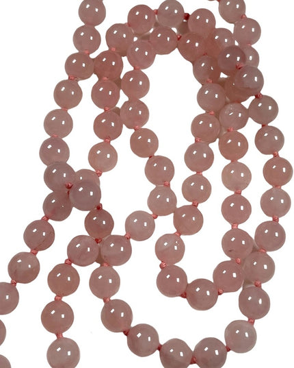 Vintage Rose quartz Necklace 28” long 8mm beads