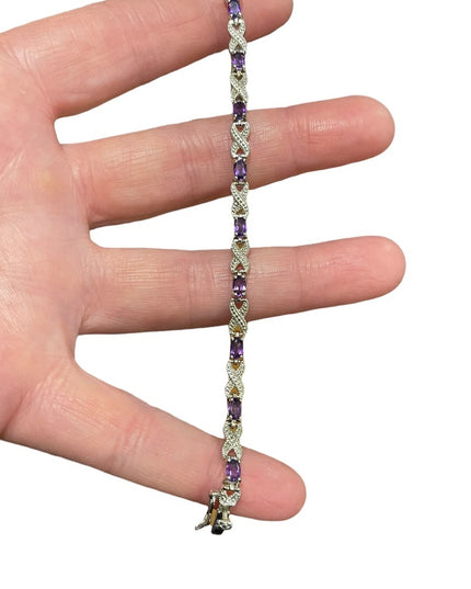 Vintage Sterling silver 925 Faceted Amethyst bracelet X