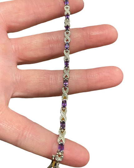 Vintage Sterling silver 925 Faceted Amethyst bracelet X