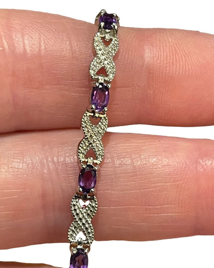 Vintage Sterling silver 925 Faceted Amethyst bracelet X