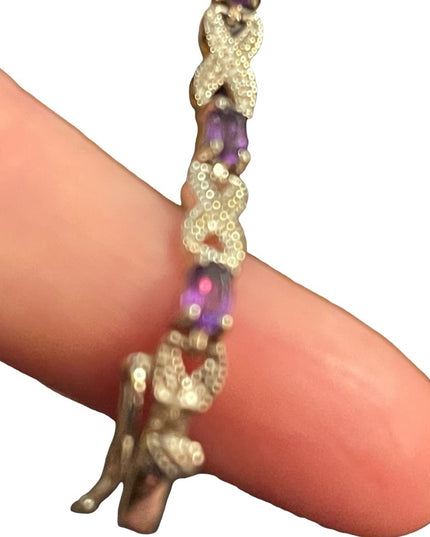 Vintage Sterling silver 925 Faceted Amethyst bracelet X