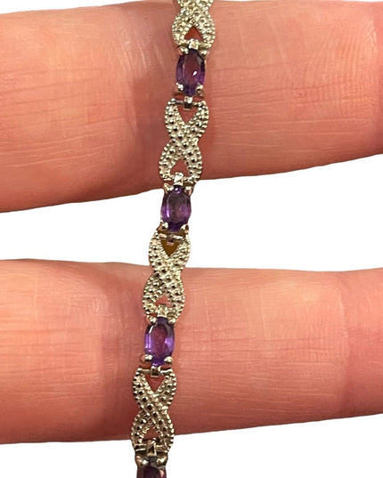 Vintage Sterling silver 925 Faceted Amethyst bracelet X