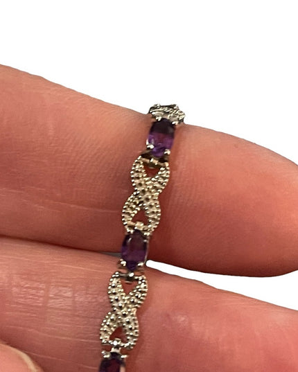 Vintage Sterling silver 925 Faceted Amethyst bracelet X